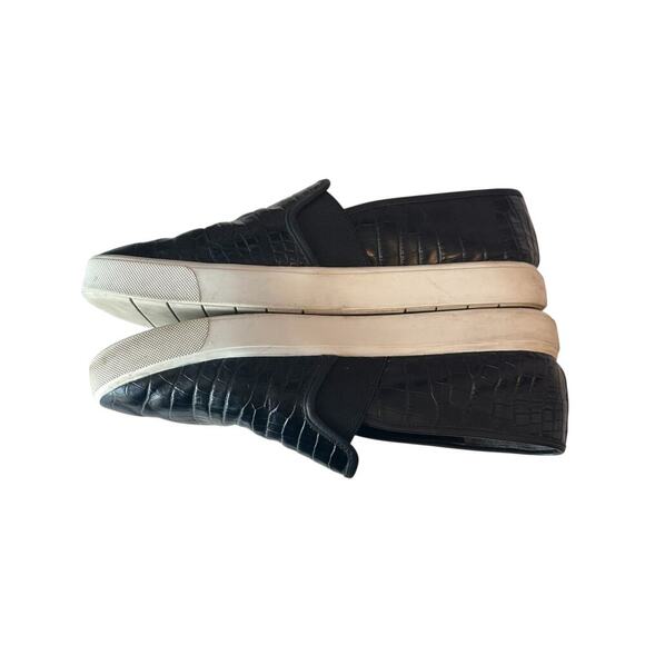 Vince Preston Croc-Embossed Leather Slip-On Sneakers Size 8.5 Black - Picture 3 of 10